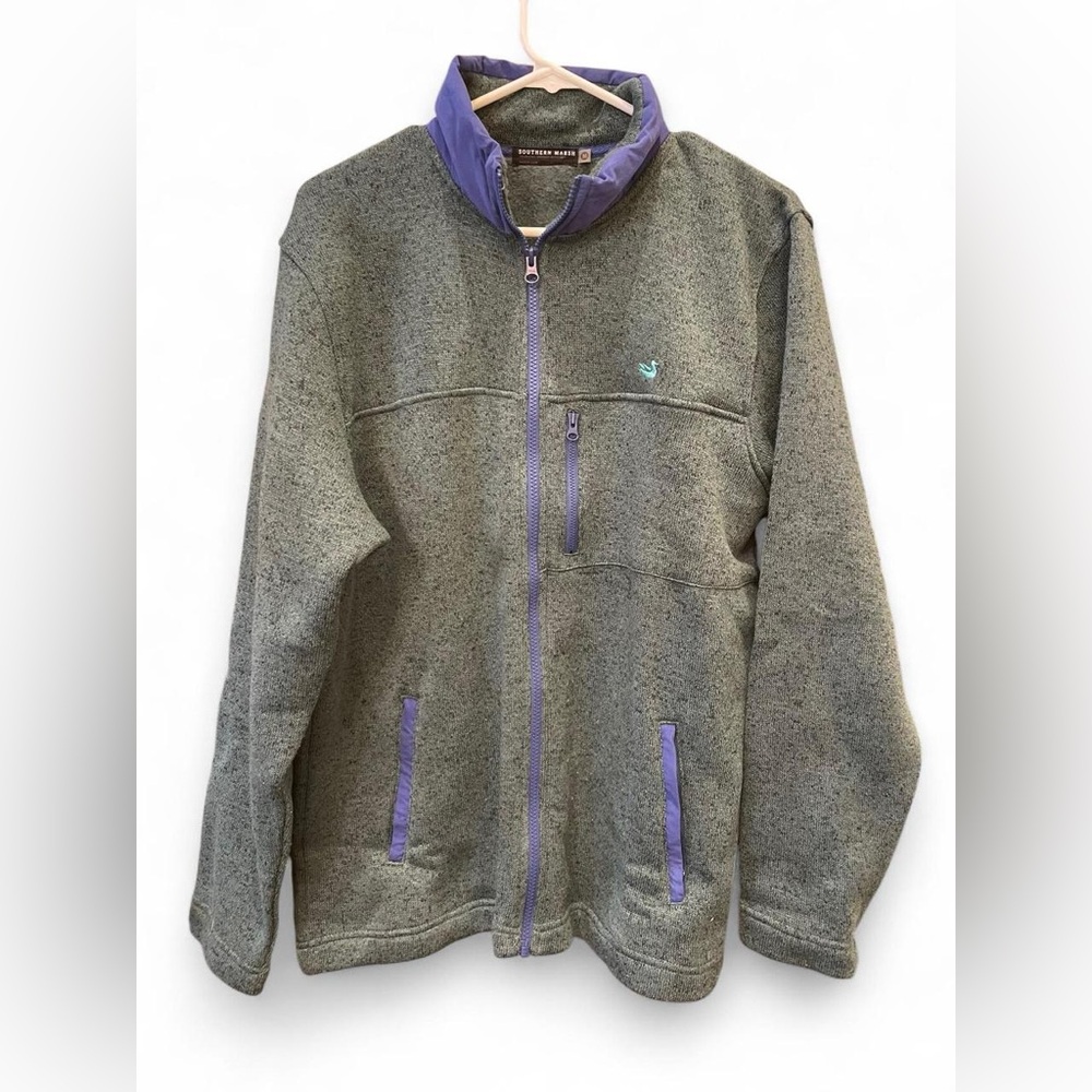 Southern Marsh Gray Fleece Jacket with Purple Trim Size M